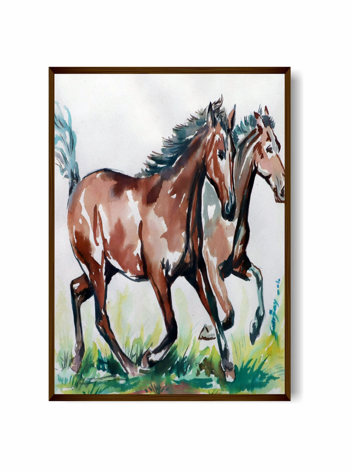 "Brown & Blue Abstract Printed Wall Art''