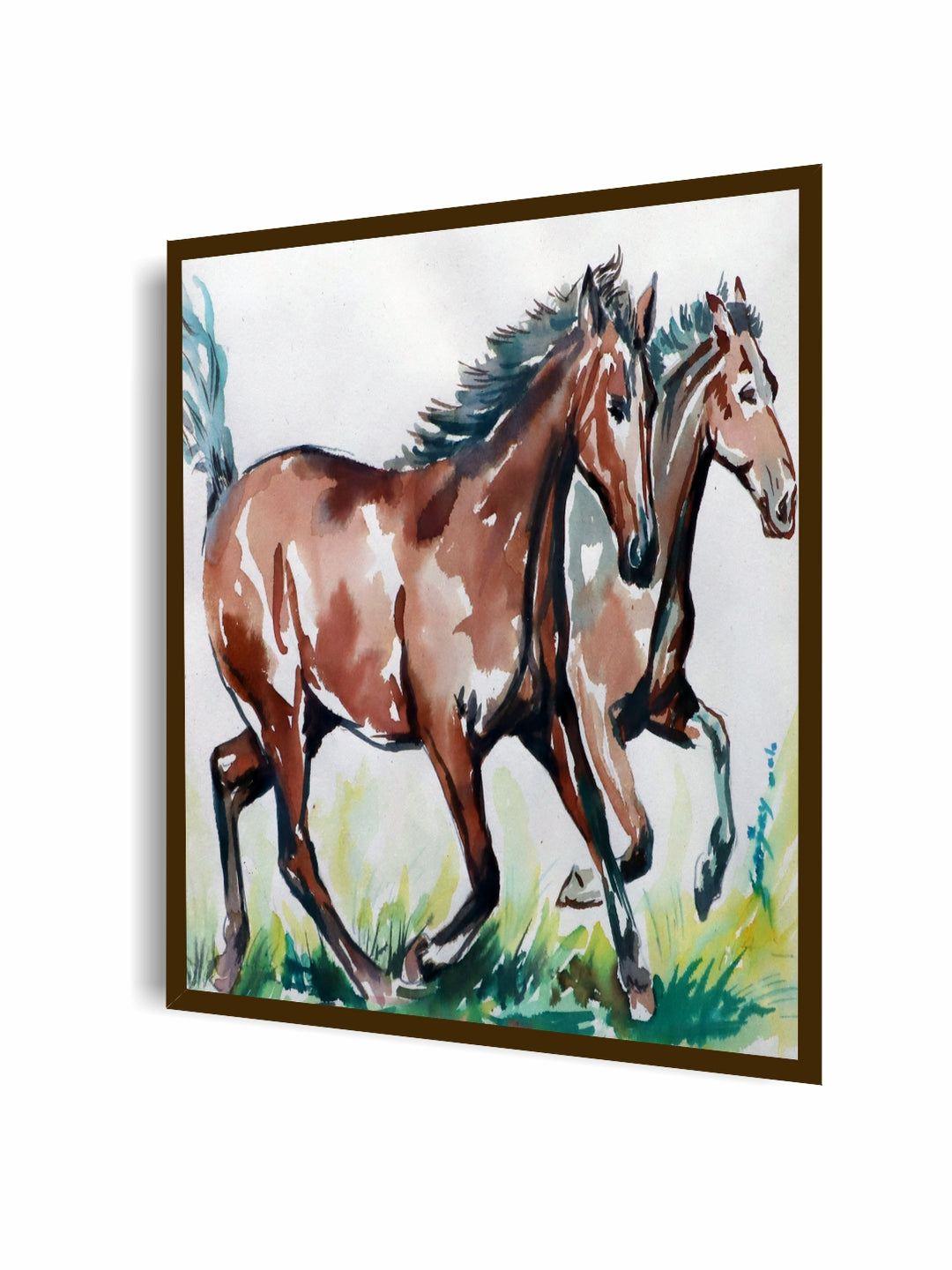 "Brown & Blue Abstract Printed Wall Art''