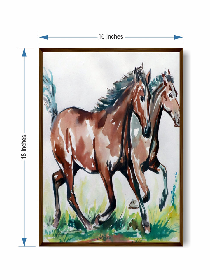 "Brown & Blue Abstract Printed Wall Art''