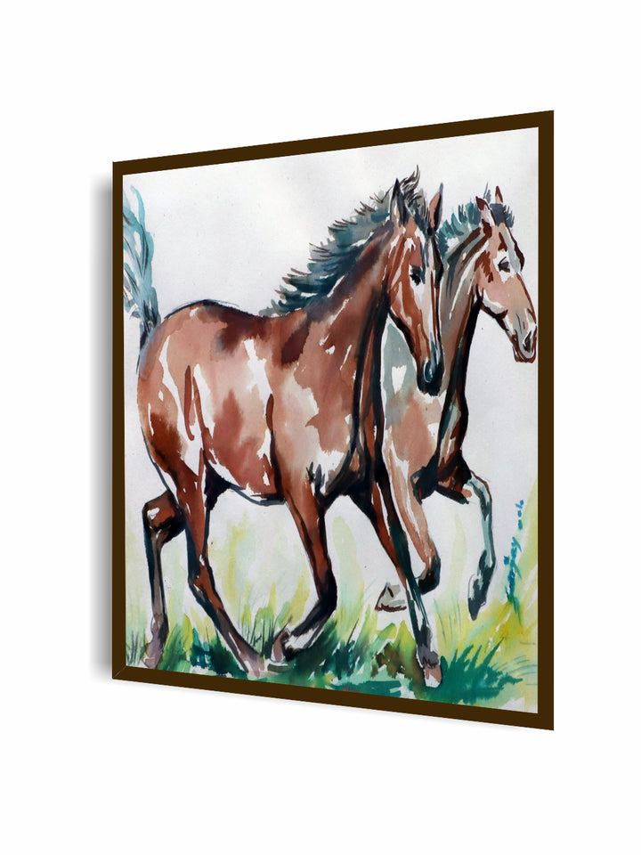 "Blue & Brown Abstract Printed Wall Art''