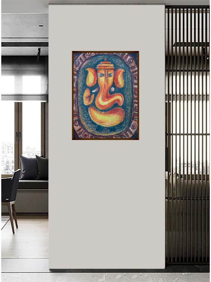 "Blue & Orange Abstract Painting Framed Wall Art''