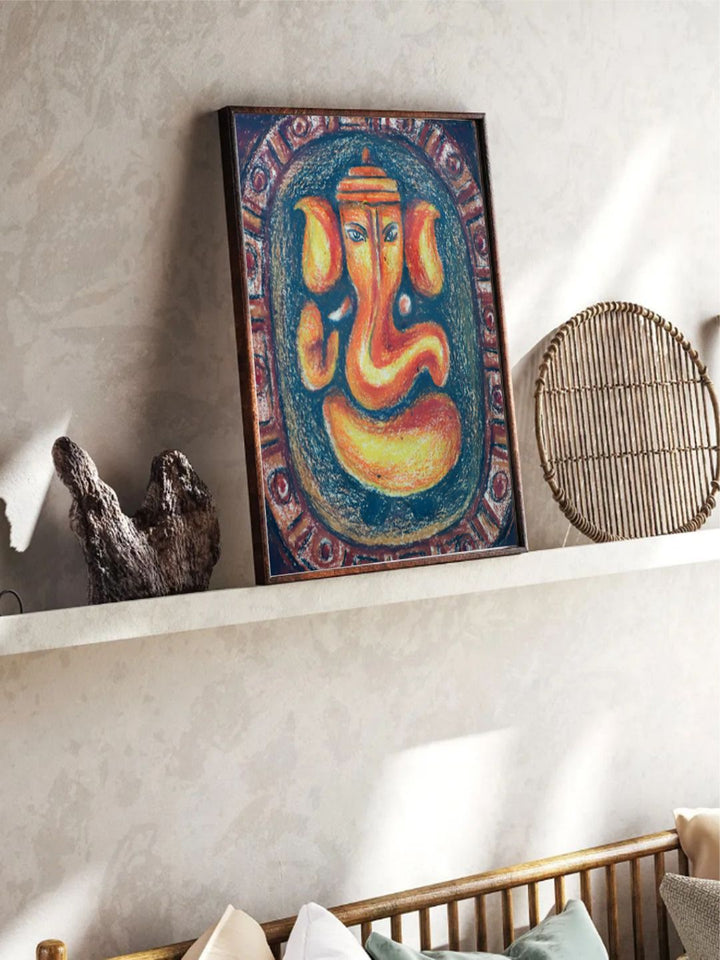"Teal & Orange Abstract Painting Wall Art''