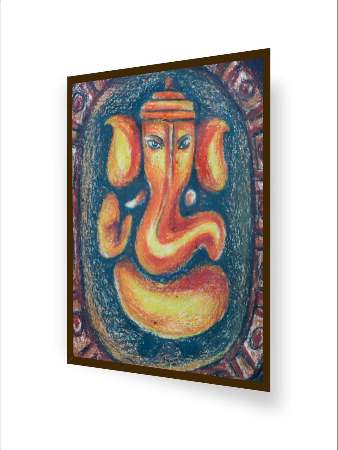 "Blue  Orange Ganesh Printed Canvas Wall Painting''