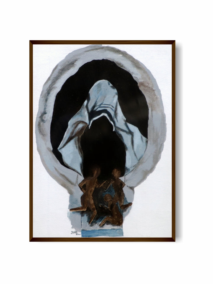 "White & Brown Abstract Painting Wall Art''