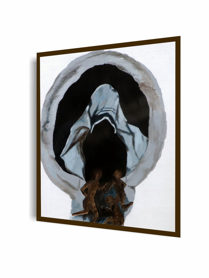 "White & Brown Abstract Painting Wall Art''