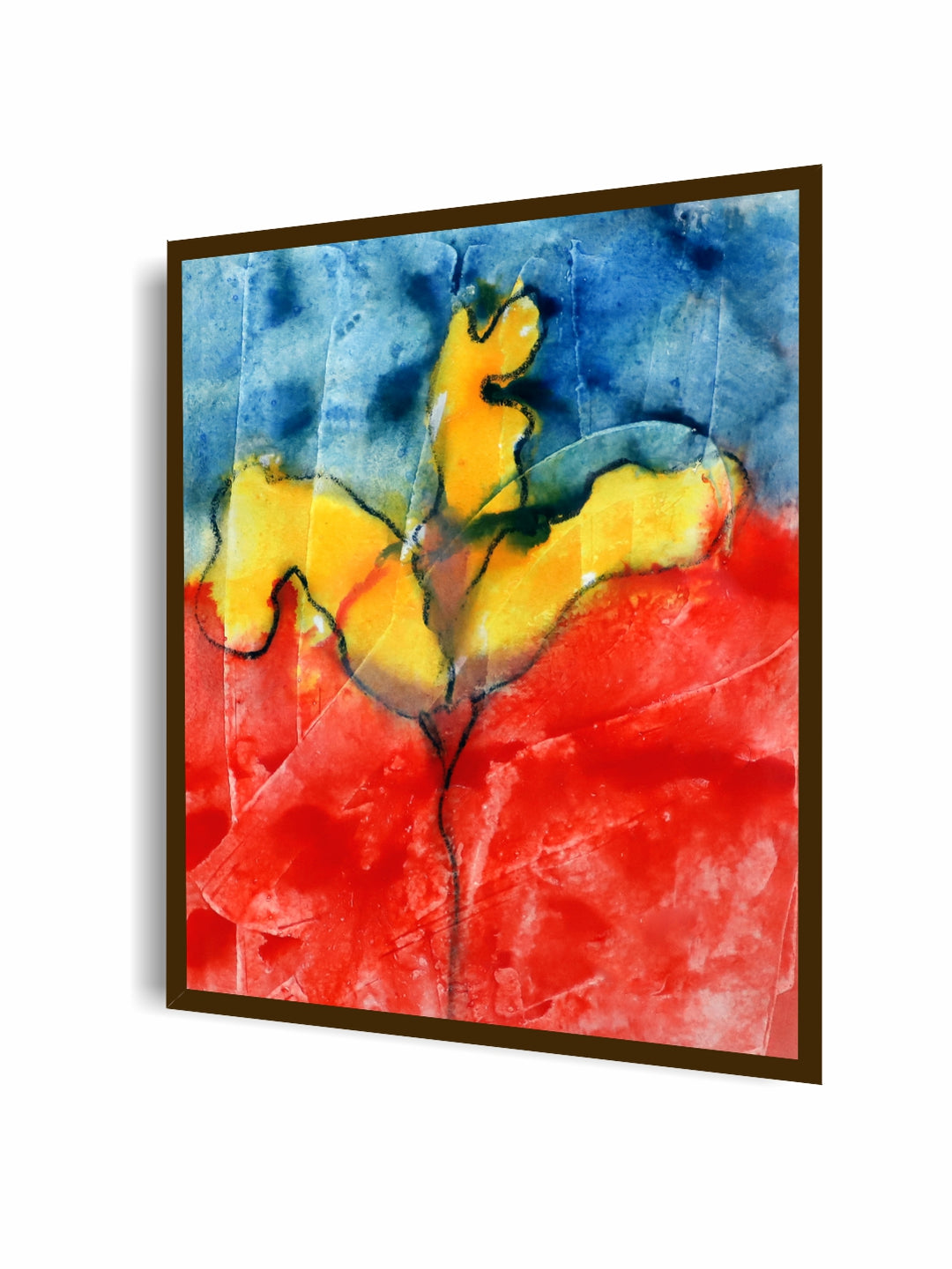 "Blue & Yellow Abstract Painting Wall Art''