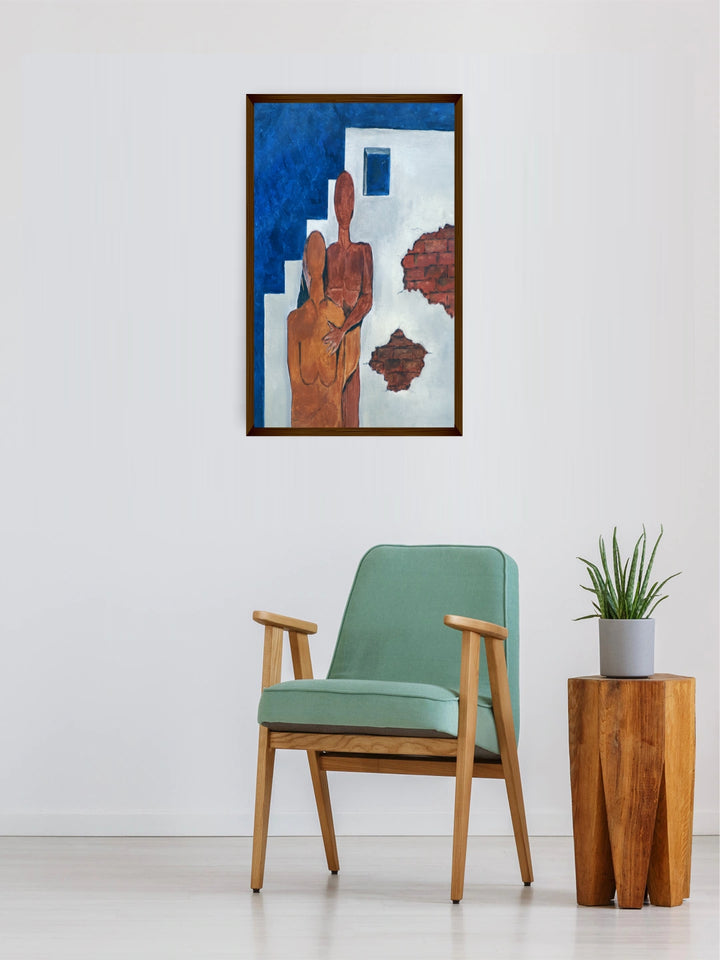 "Blue & White Abstract Painting Wall Art''