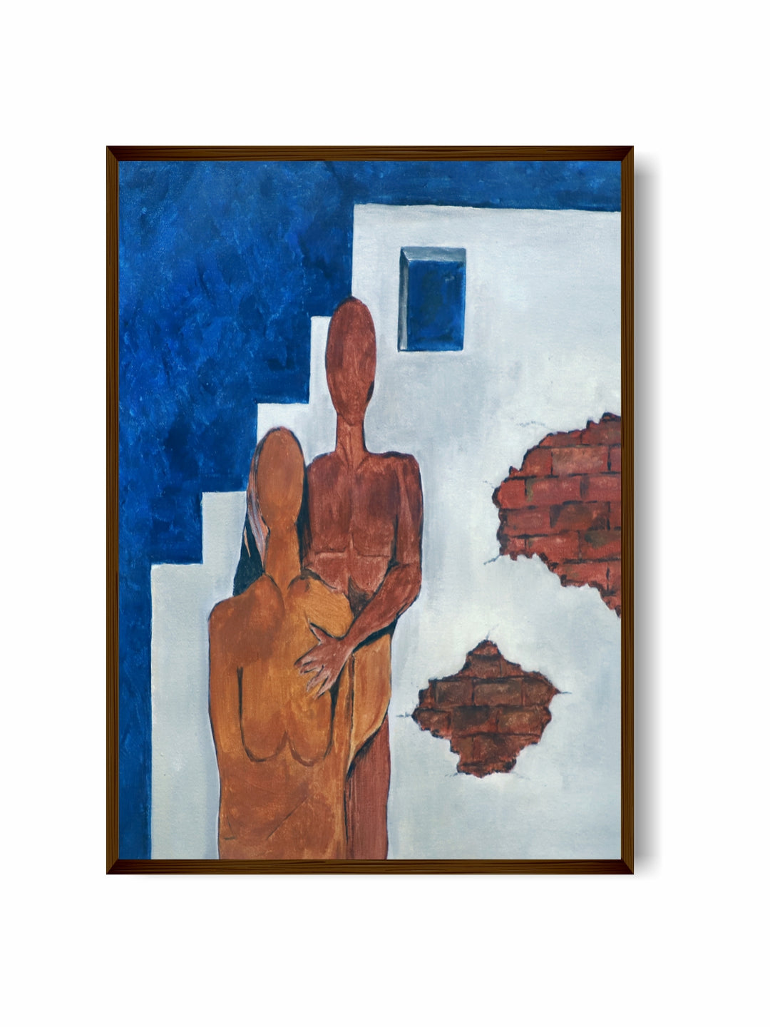 "Blue & White Abstract Painting Wall Art''