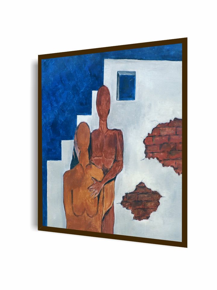 "Blue & White Abstract Painting Wall Art''