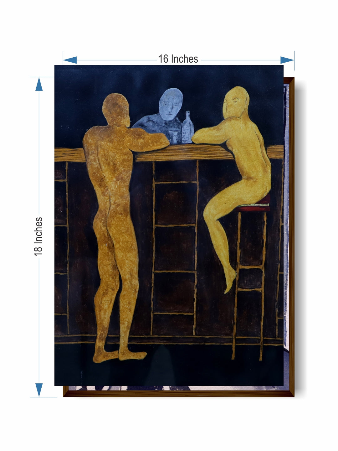 "Navyblue & Mustard Yellow Abstract Painting''