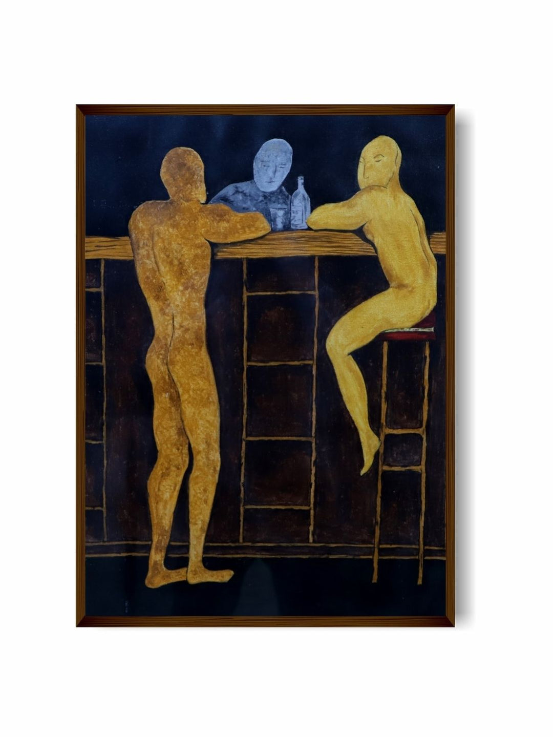 Ethereal Conversations in Night - Wooden Black Abstract Painting