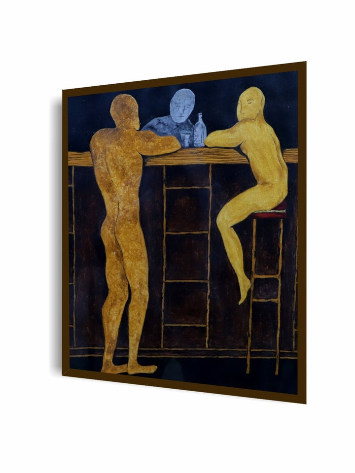 Ethereal Conversations in Night - Wooden Black Abstract Painting