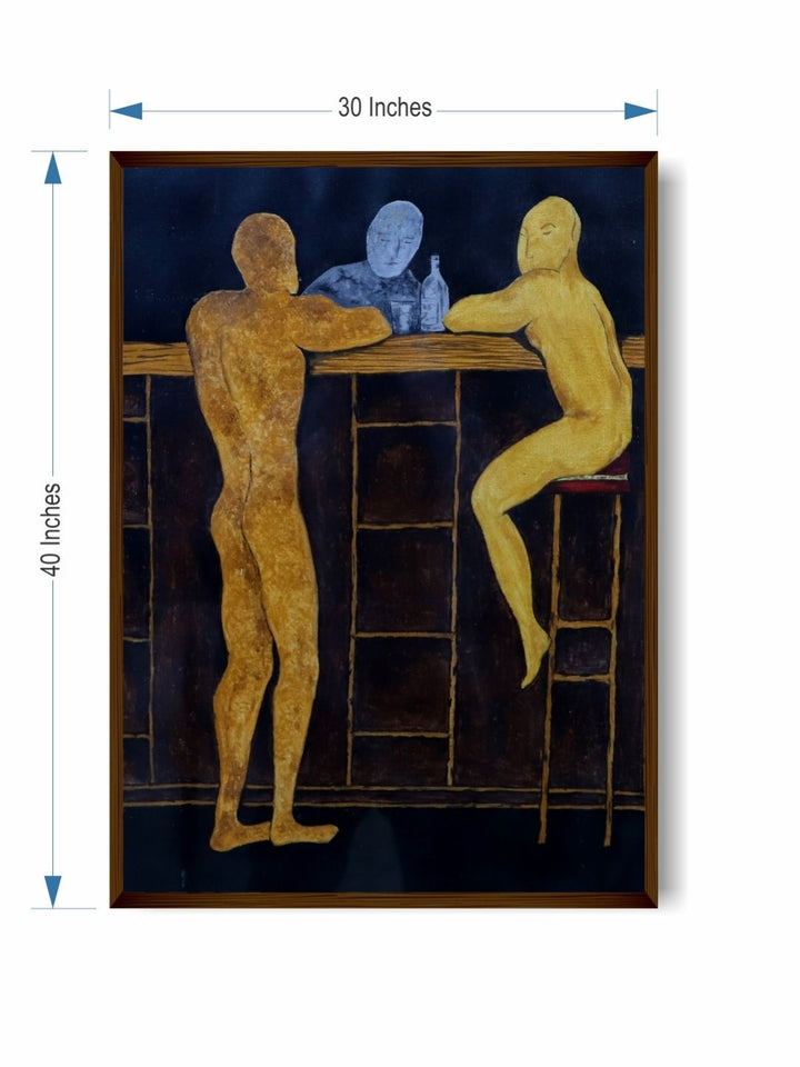 Ethereal Conversations in Night - Wooden Black Abstract Painting
