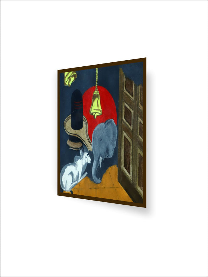 "Navy Blue & Red Abstract Painting Framed Wall Art''