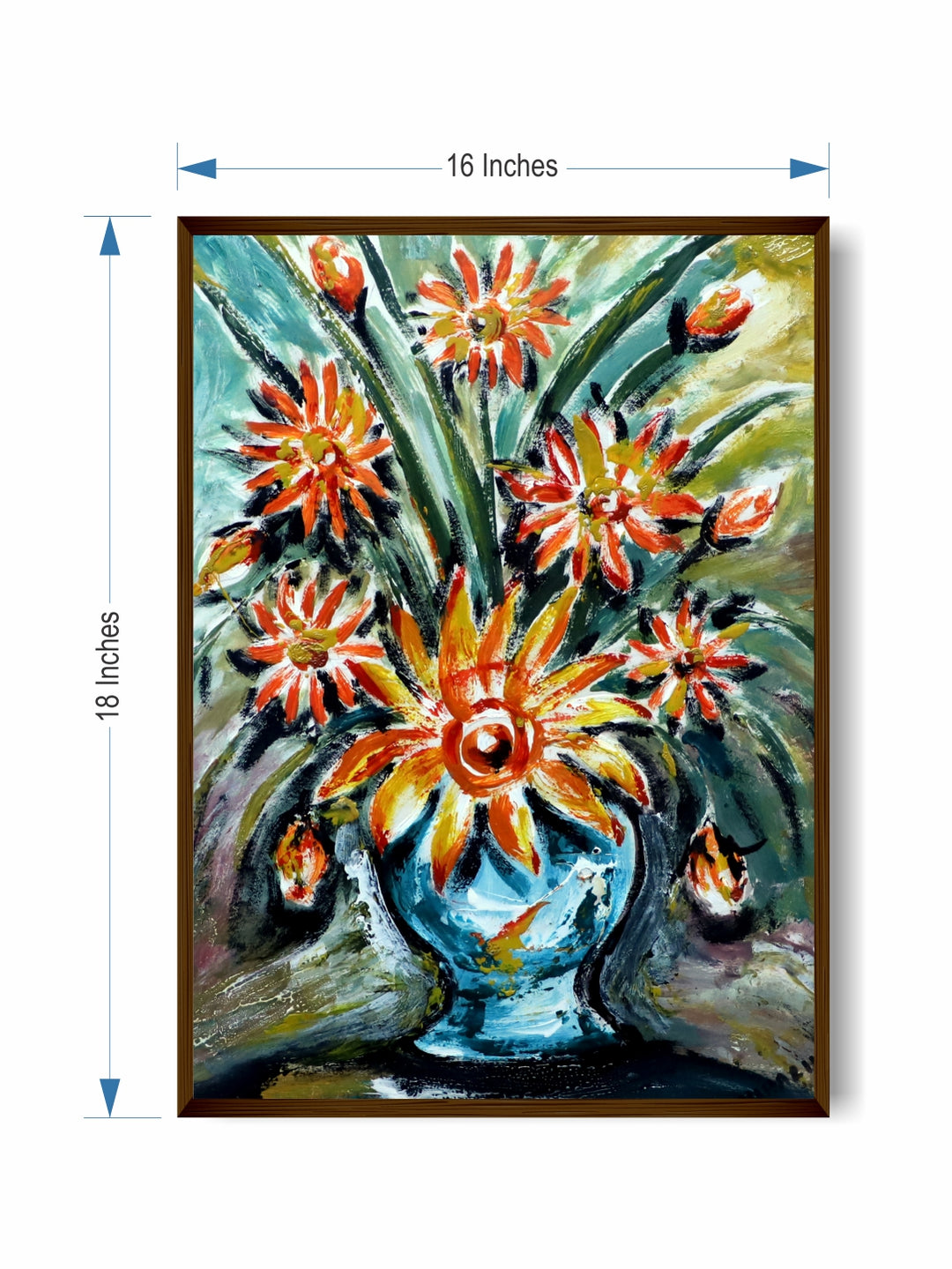"Green & Orange Abstract Painting Wall Art''