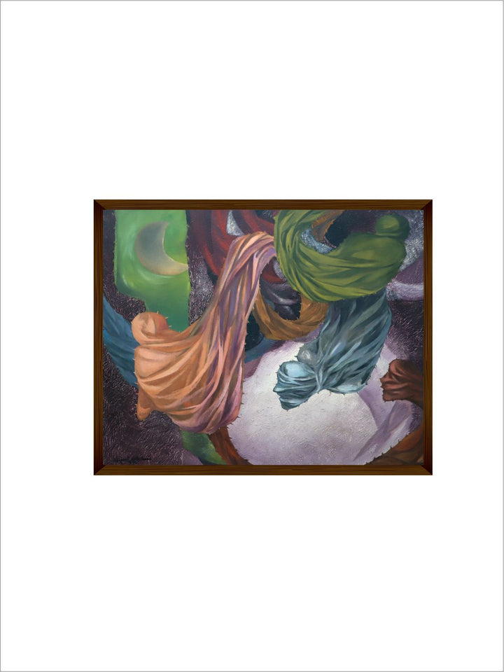 "Green & Brown Abstract Painting Framed Wall Art''