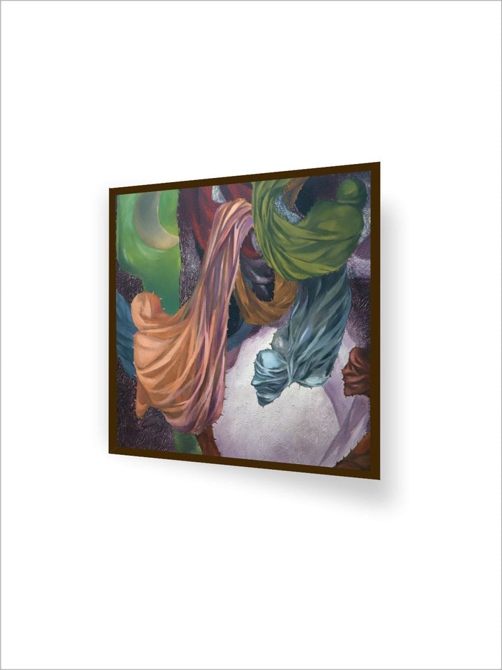 "Green & Brown Abstract Painting Framed Wall Art''