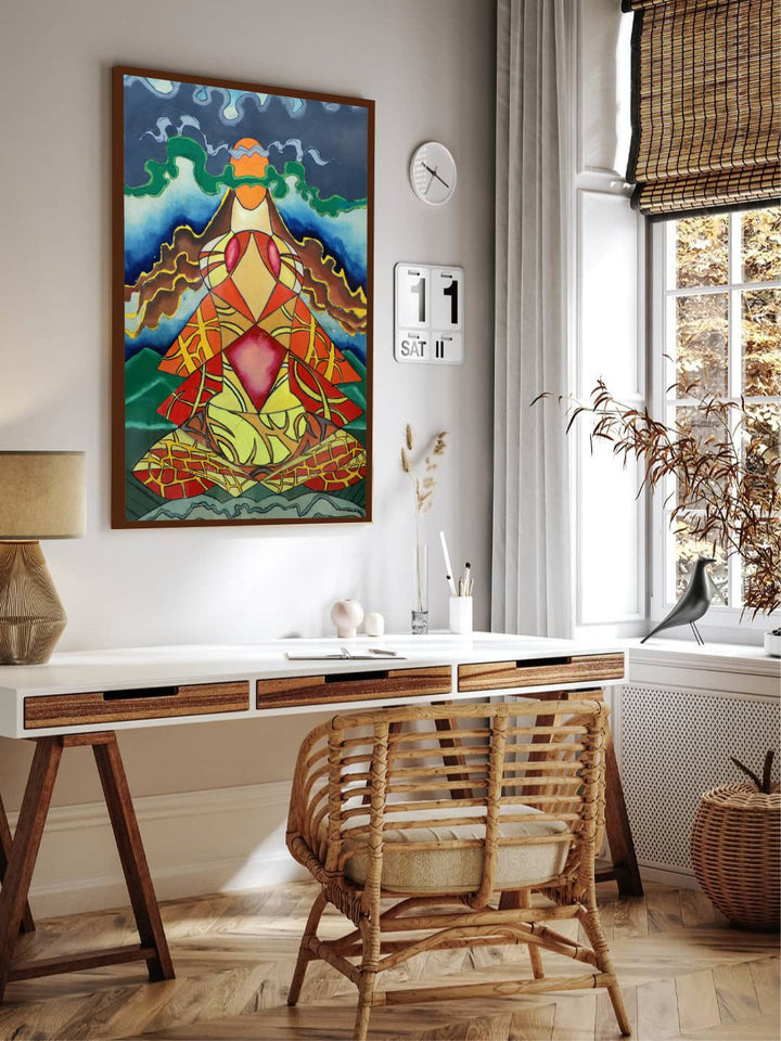 Balance of Earthly Elements - Red Blue Canvas Painting