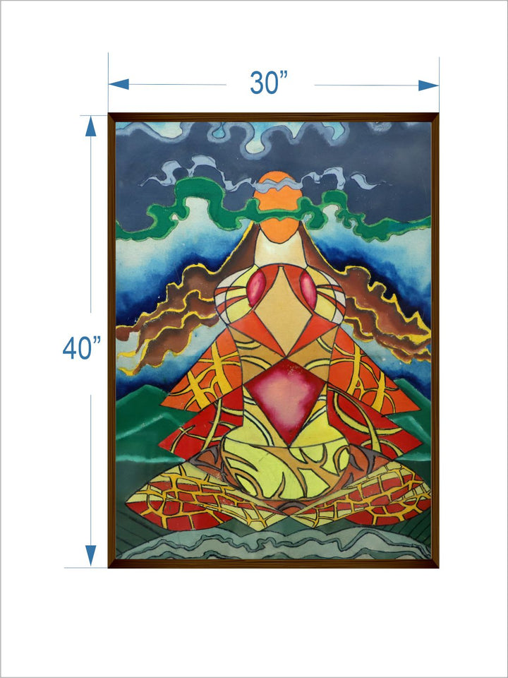 Balance of Earthly Elements - Red Blue Canvas Painting