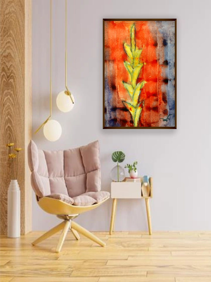 "Yellow & Orange Abstract Painting Wall Art''