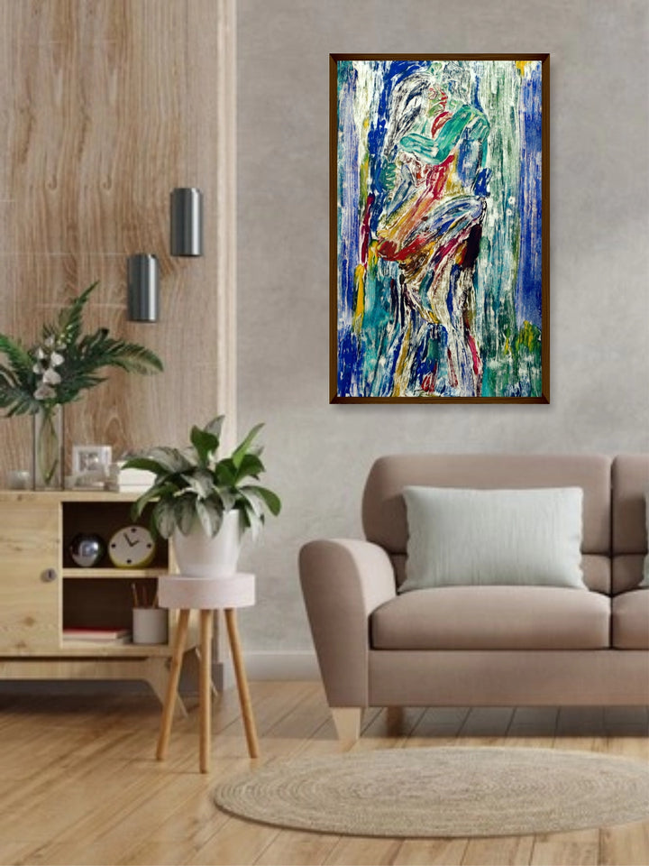 "Blue & Green Abstract Painting Wall Art''