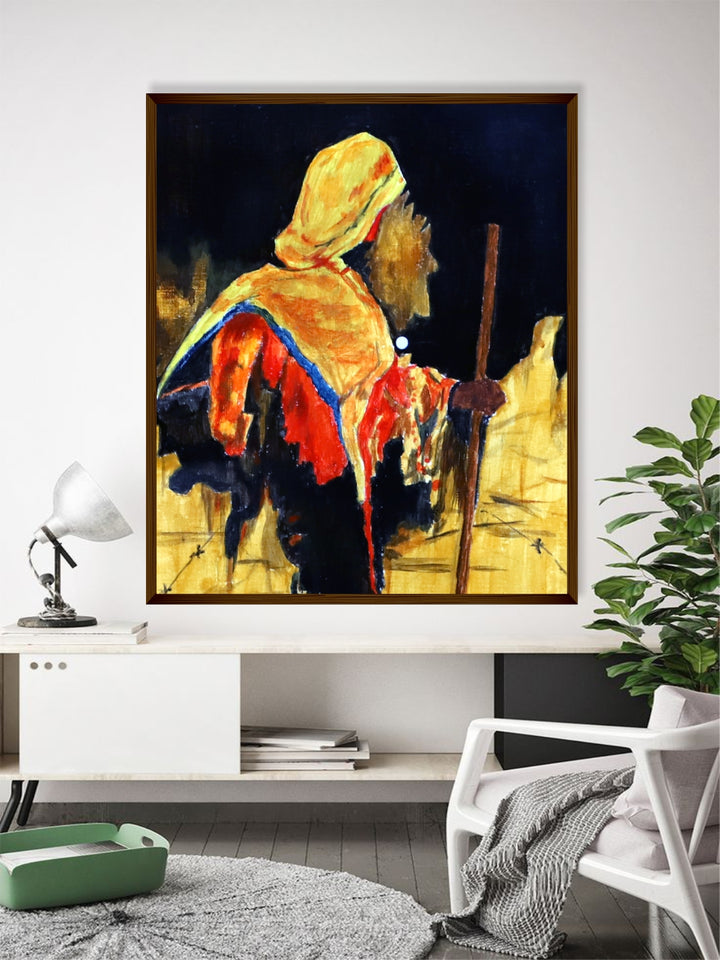 "Yellow & Red Abstract Painting Wall Art''