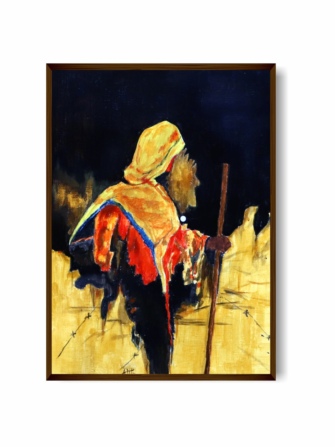 "Yellow & Red Abstract Painting Wall Art''