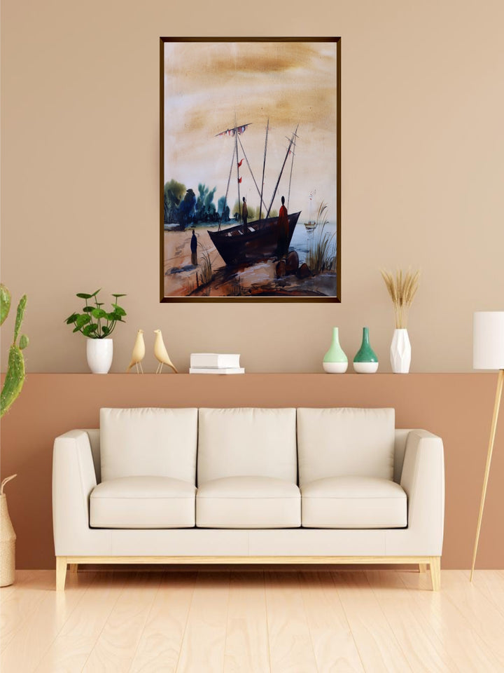 "Yellow & Brown Abstract Wall Art''
