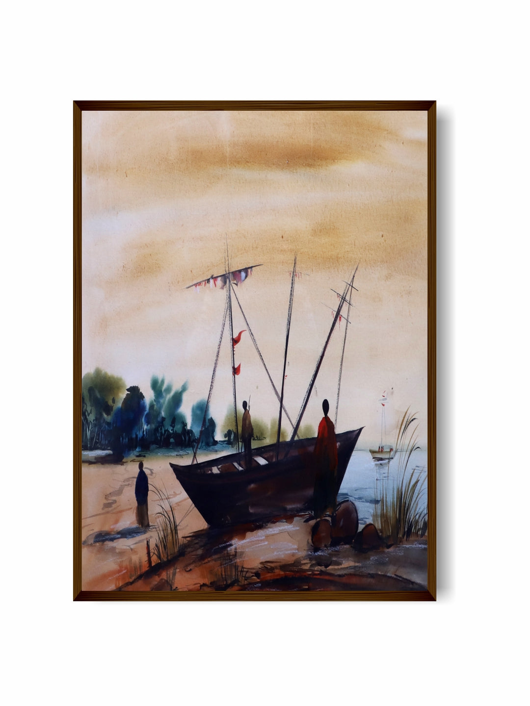 "Yellow & Brown Abstract Wall Art''