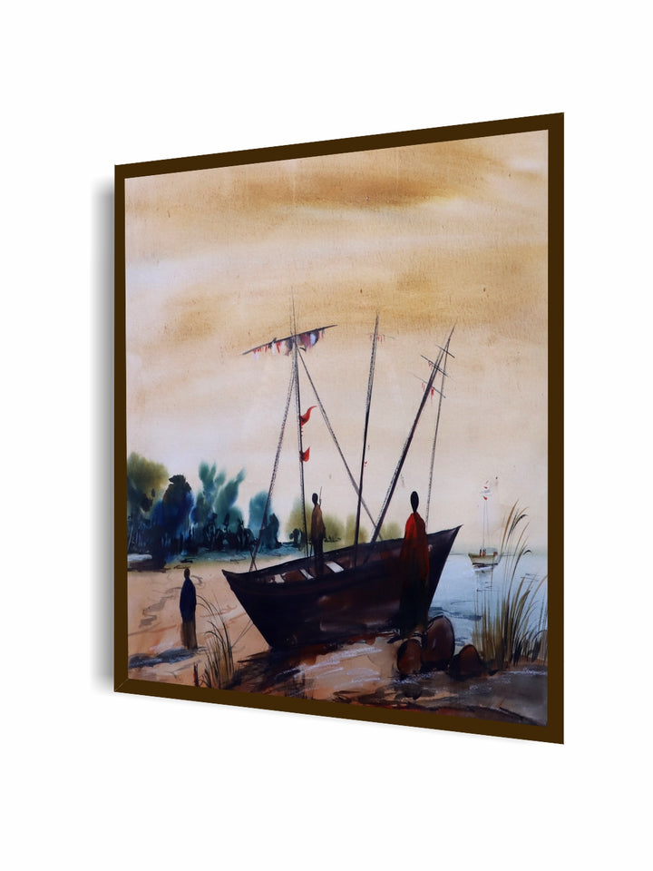 "Yellow & Brown Abstract Wall Art''