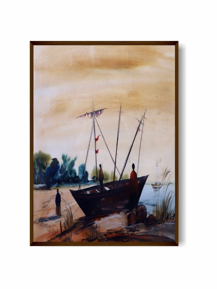 Anchored Amidst Nature?s Hush - House Boat Art