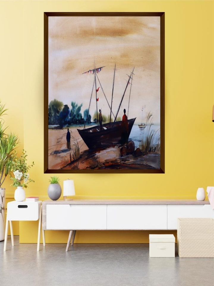 Anchored Amidst Nature?s Hush - House Boat Art