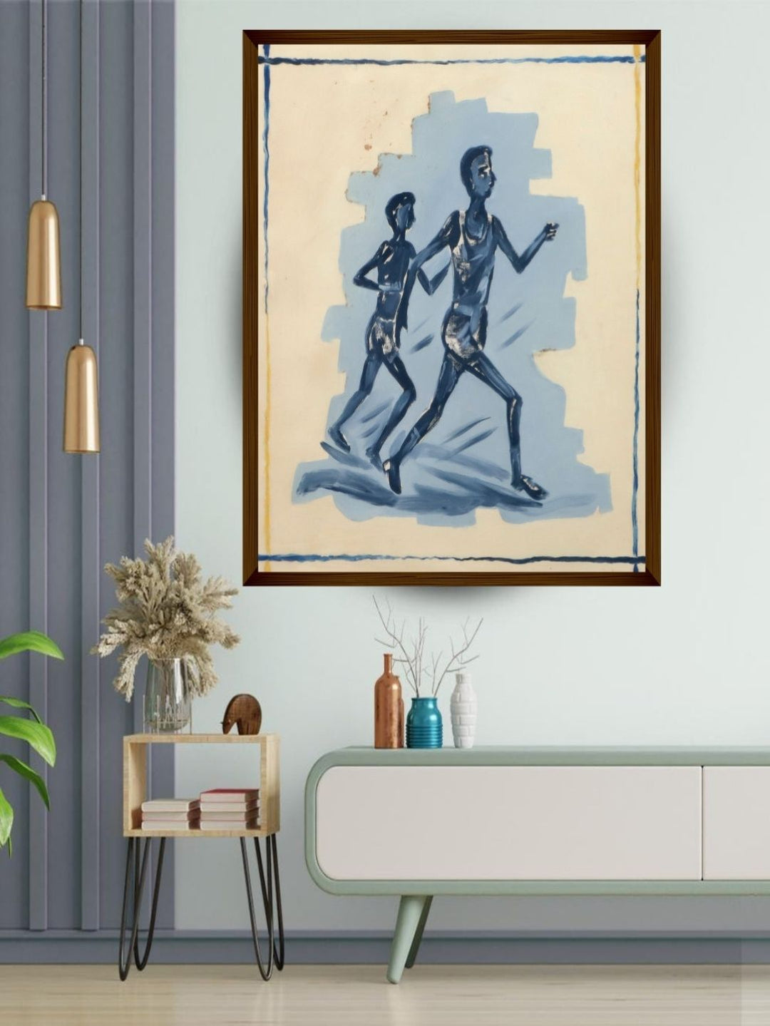 Silhouetted Rhythms in Blue - Athletic Canvas Prints