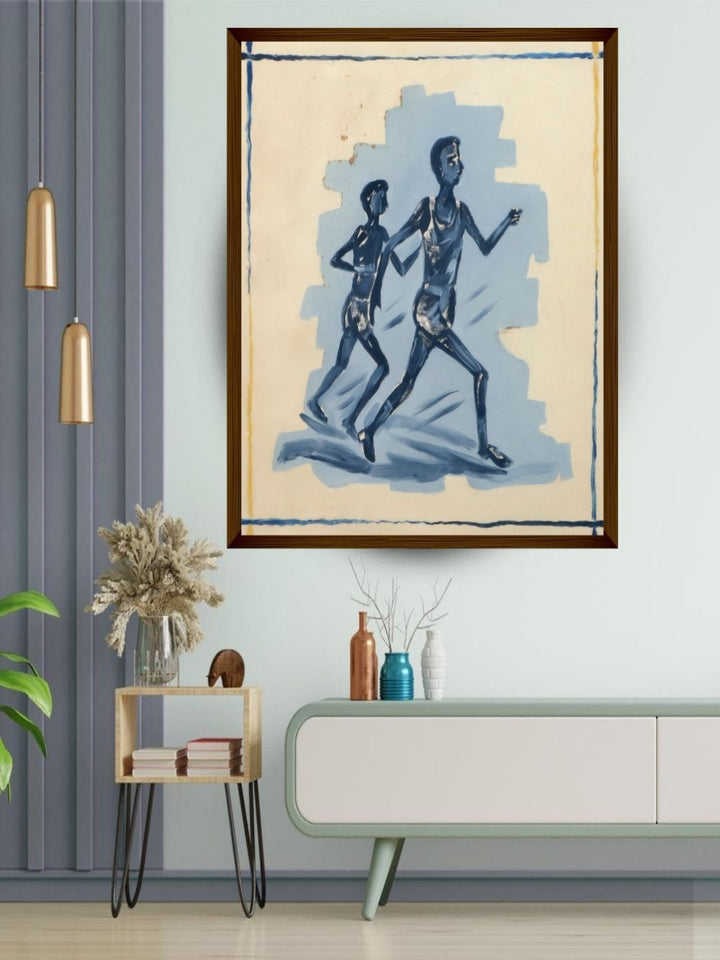 Silhouetted Rhythms in Blue - Athletic Canvas Prints