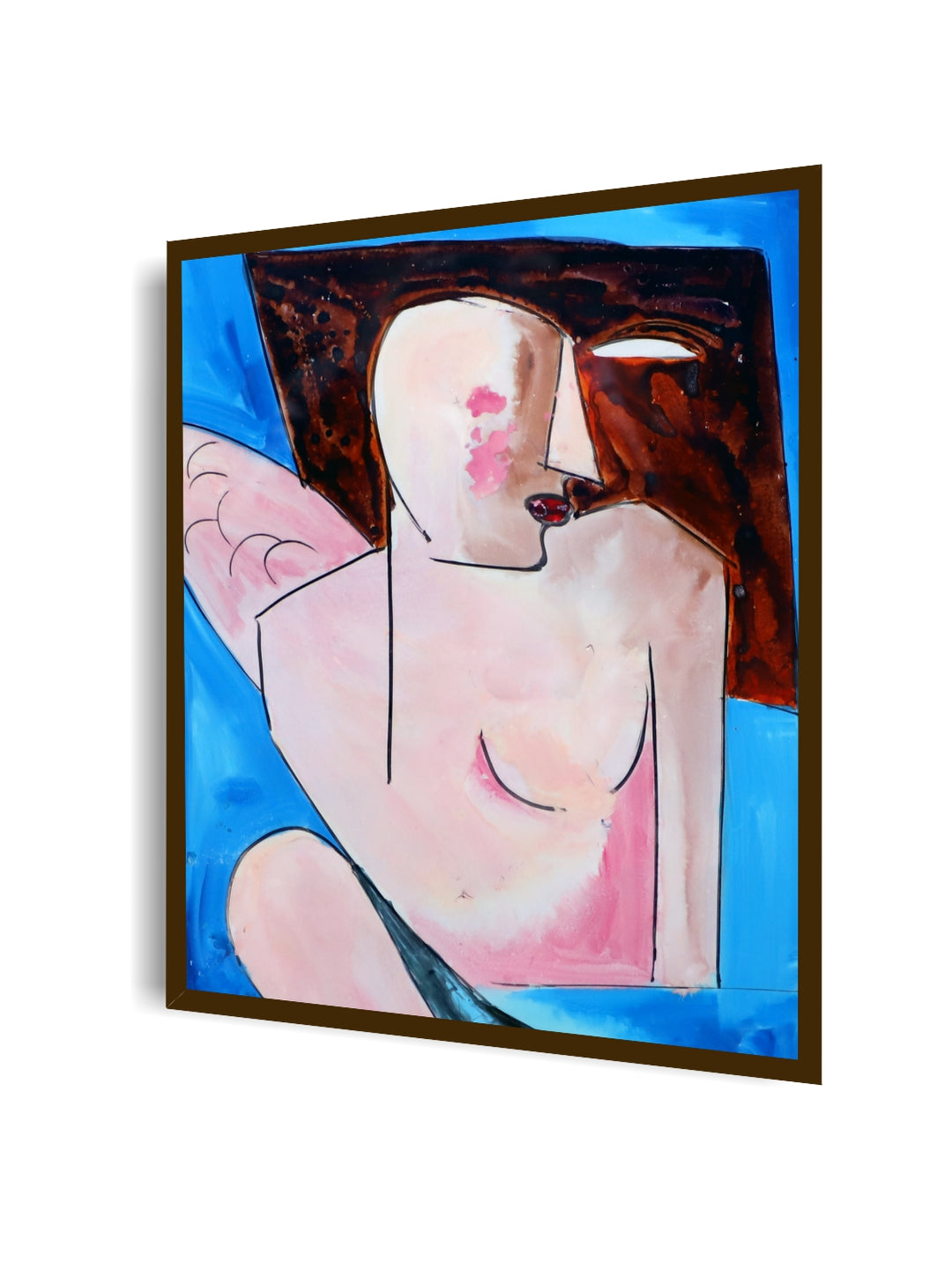 "Pink & Blue Abstract Painting Wall Art''