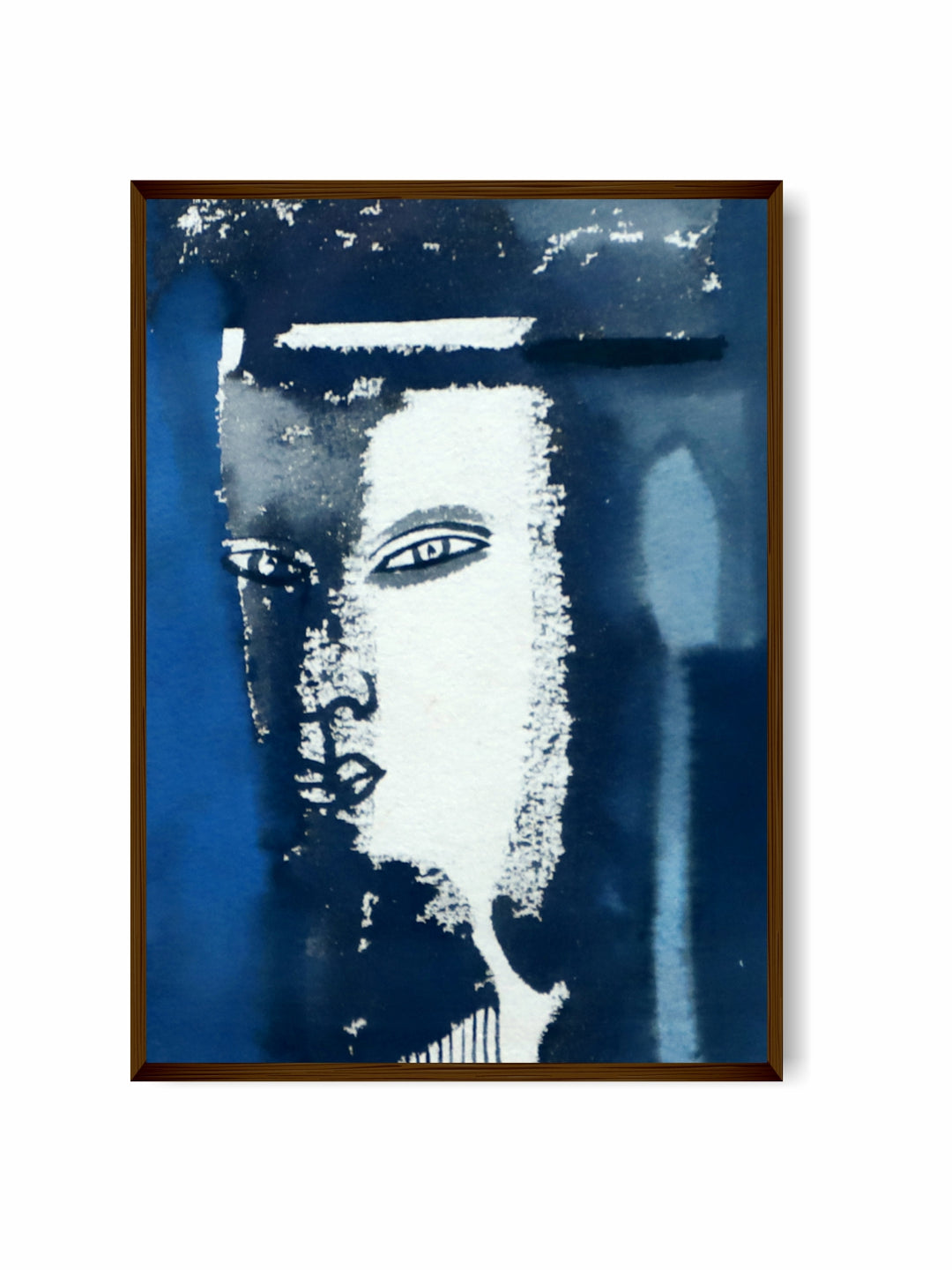 "Blue & White Abstract Painting Framed Wall Art''