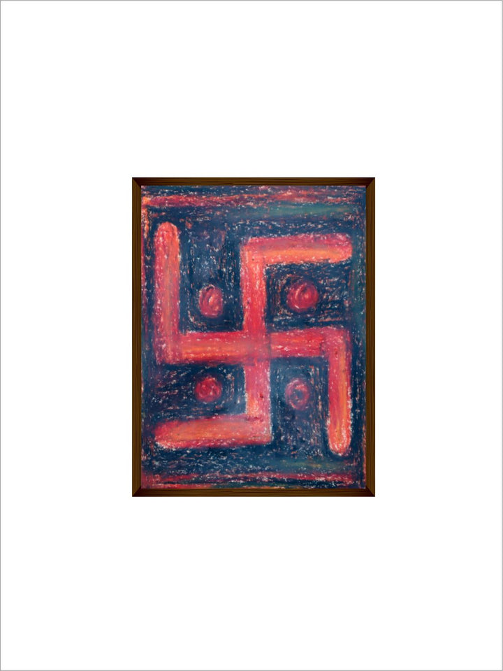 "Red & Blue Abstract Printed Canvas Painting Wall Art''