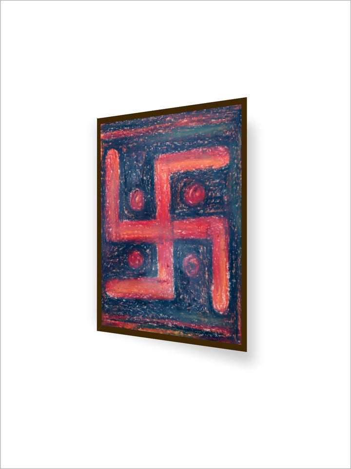 "Red & Blue Abstract Printed Canvas Painting Wall Art''