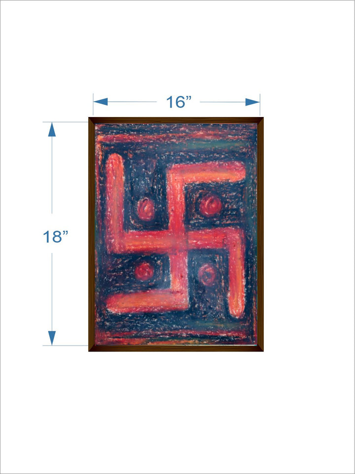 "Red & Blue Abstract Printed Canvas Painting Wall Art''