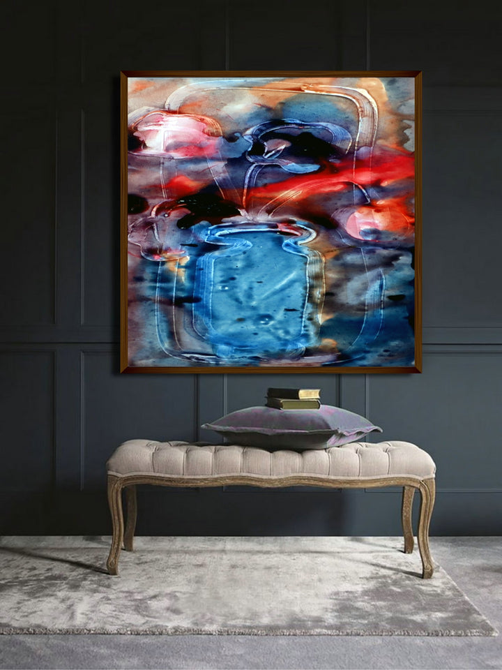 "Blue & Red Abstract Painting Wall Art Painting''