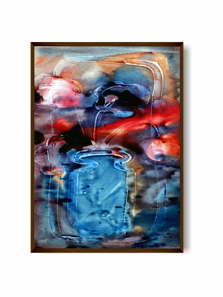 "Blue & Red Abstract Painting Wall Art Painting''