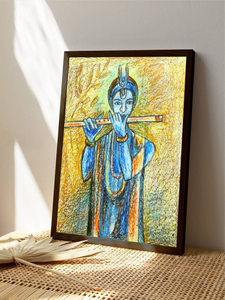 "Blue & Yellow Abstract Painting Wall Art''