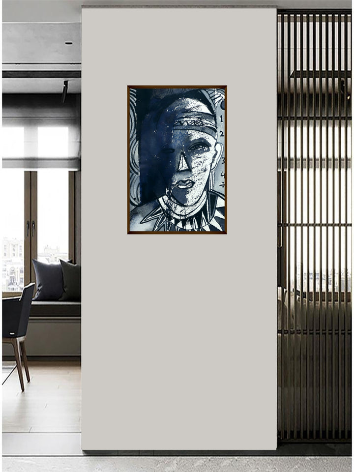 "Blue & White Abstract Painting Wall Art''
