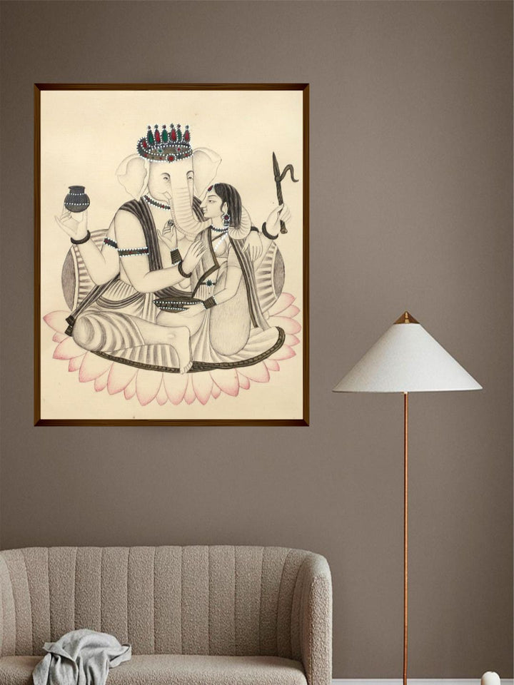 "Beige & Black Abstract Painting Wall Art''
