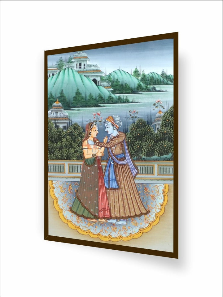 Eternal Bond Under Green Domes - Radha Krishna Canvas Painting