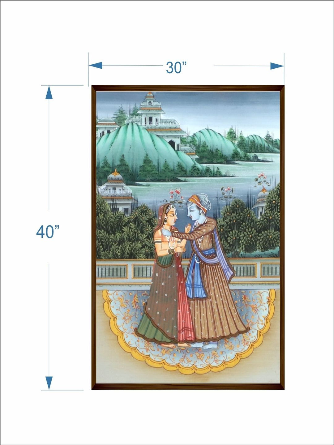 Eternal Bond Under Green Domes - Radha Krishna Canvas Painting