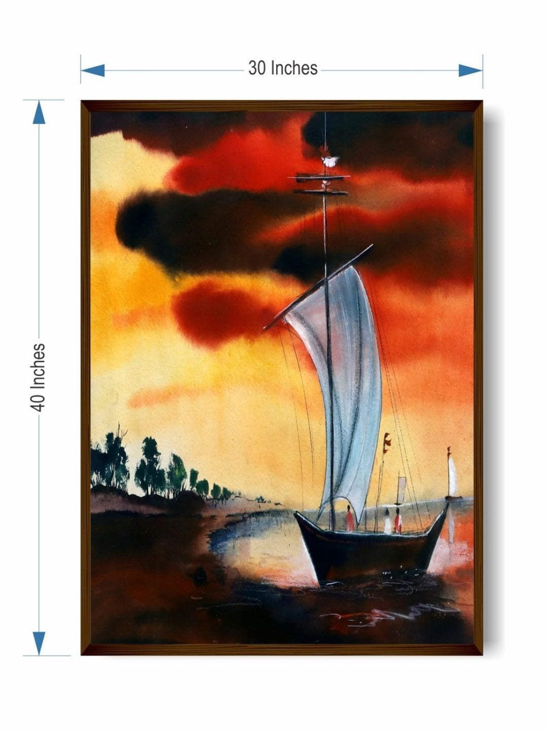 Sail Amidst Fiery Skies - Coastal Canvas Wall Art