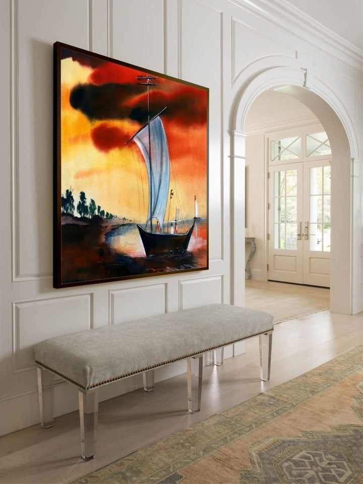 Sail Amidst Fiery Skies - Coastal Canvas Wall Art