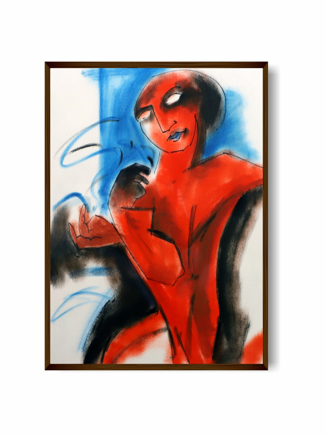 "Red & Blue Abstract Painting Wall Art''