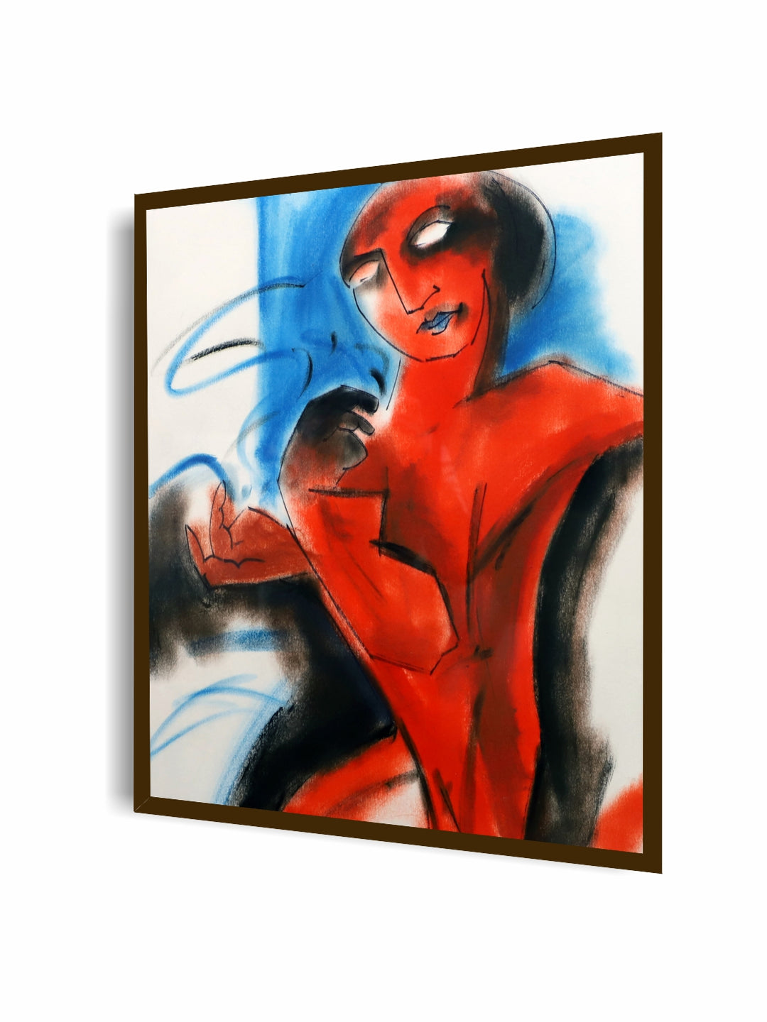 "Red & Blue Abstract Painting Wall Art''